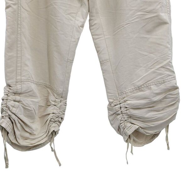 Venezia Cropped Cargo Pants 16 Beige Lightweight Drawstring Patch Pocket Granola - Picture 6 of 12